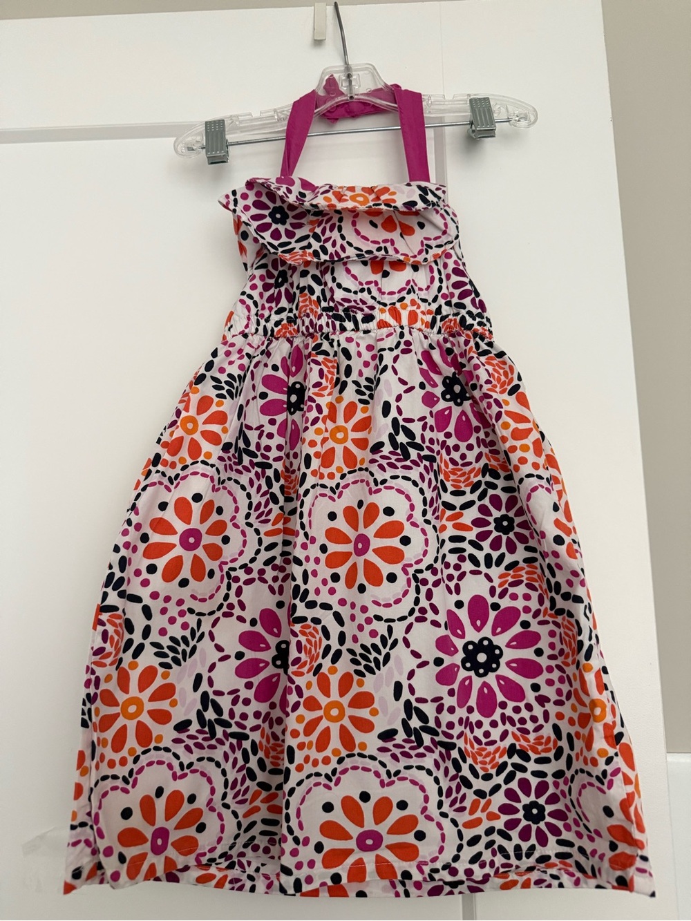 Gymboree Pink, Orange and Black Floral Halter Dress